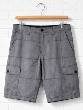 Tony Hawk Men's Gray Plaid Cargo Shorts